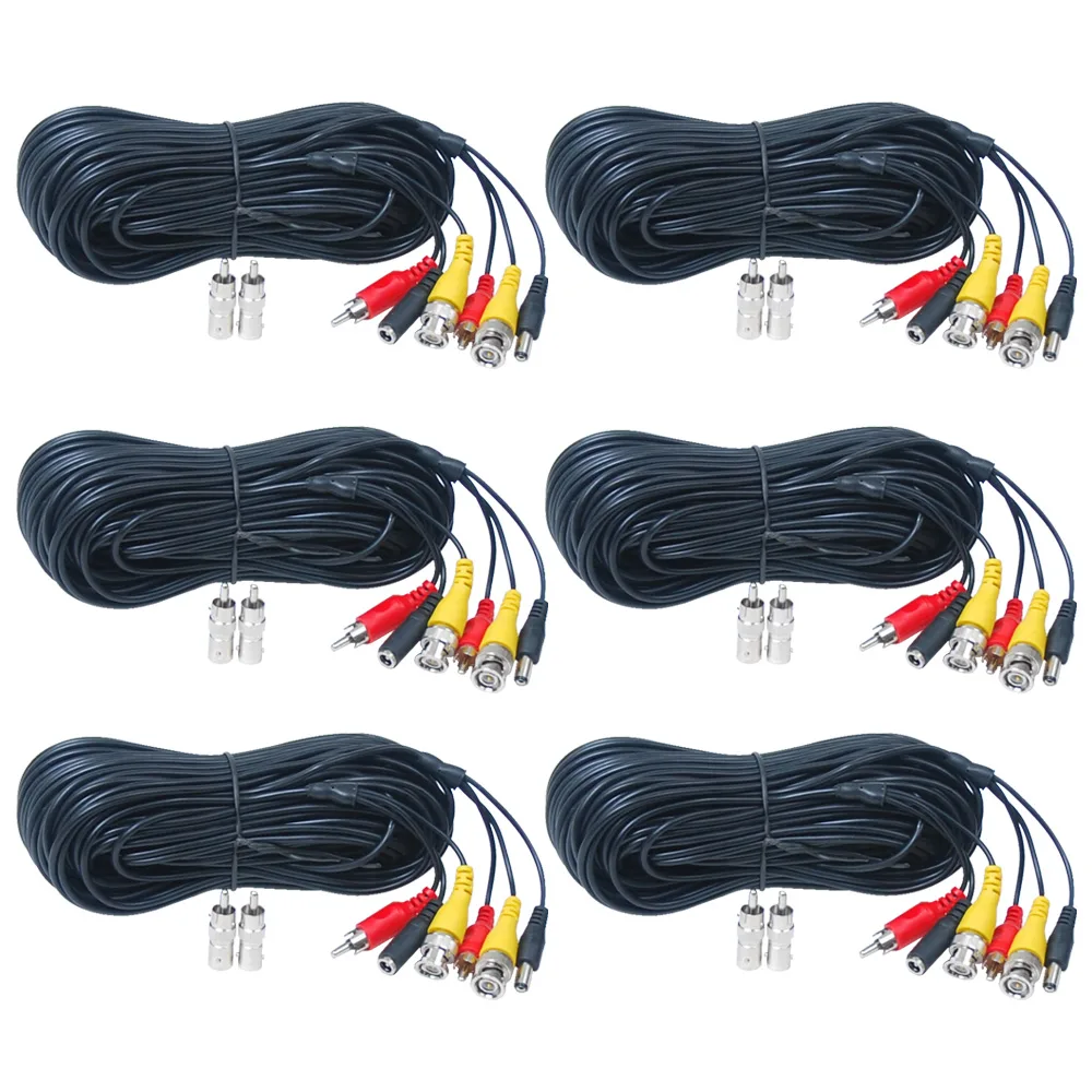 VideoSecu VideoSecu ACBVA506 6 Pack 50ft Audio Video Power Cable BNC RCA 2.1mm — product photo