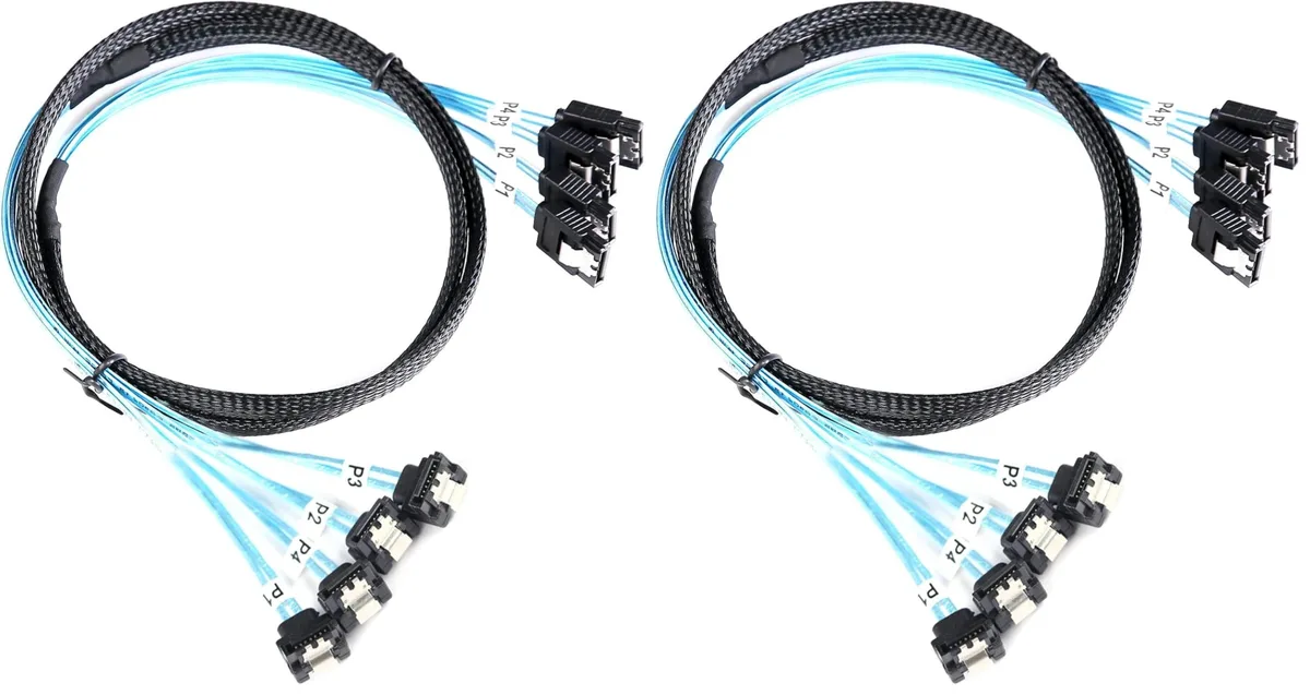 Vszerda Vszerda SATA cable 1M 4pcs 90-degree straight to right-angle 6Gbps — product photo