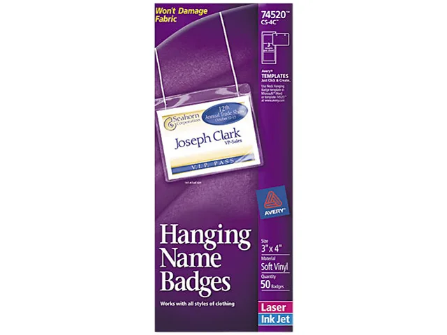 Avery Avery 74520 Neck Hanging Badge Holders Top Load White 50/Box Educational Supply — product photo
