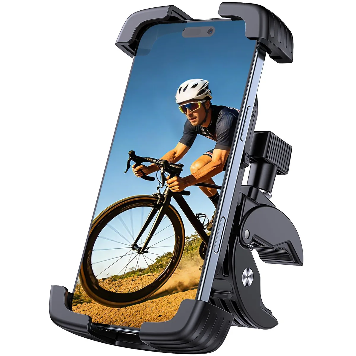  BOWXUR PH01 handlebar phone mount black 4.7-7.2 in 360° adjustable — product photo
