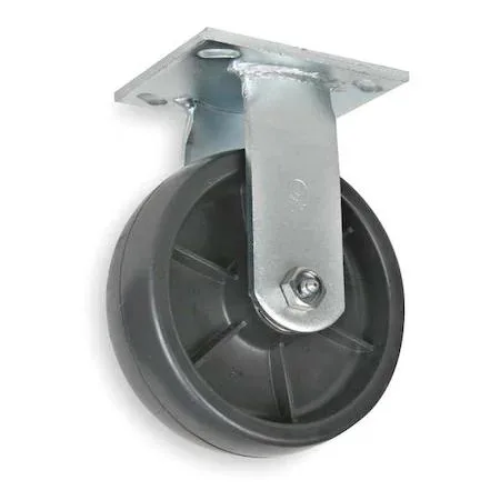 Blue rigid plate caster with glass-filled nylon wheel, four inch diameter, eight hundred pound rating