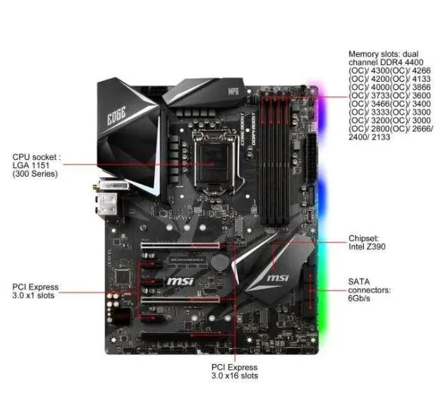 MSI MSI MPG Z390 GAMING EDGE AC Intel motherboard — product photo