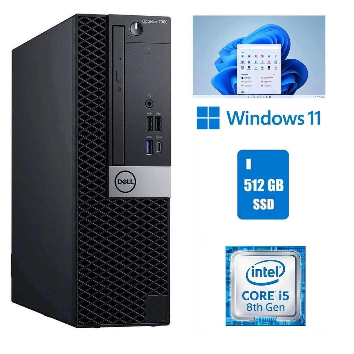 DELL DELL OptiPlex 7060 SSF Desktop PC i5-8500 16GB 512GB Wi-Fi Windows 11 Pro — product photo