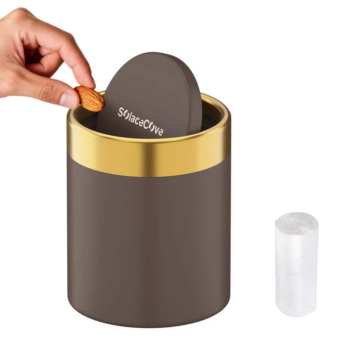 Three small white plastic bins with swing lids