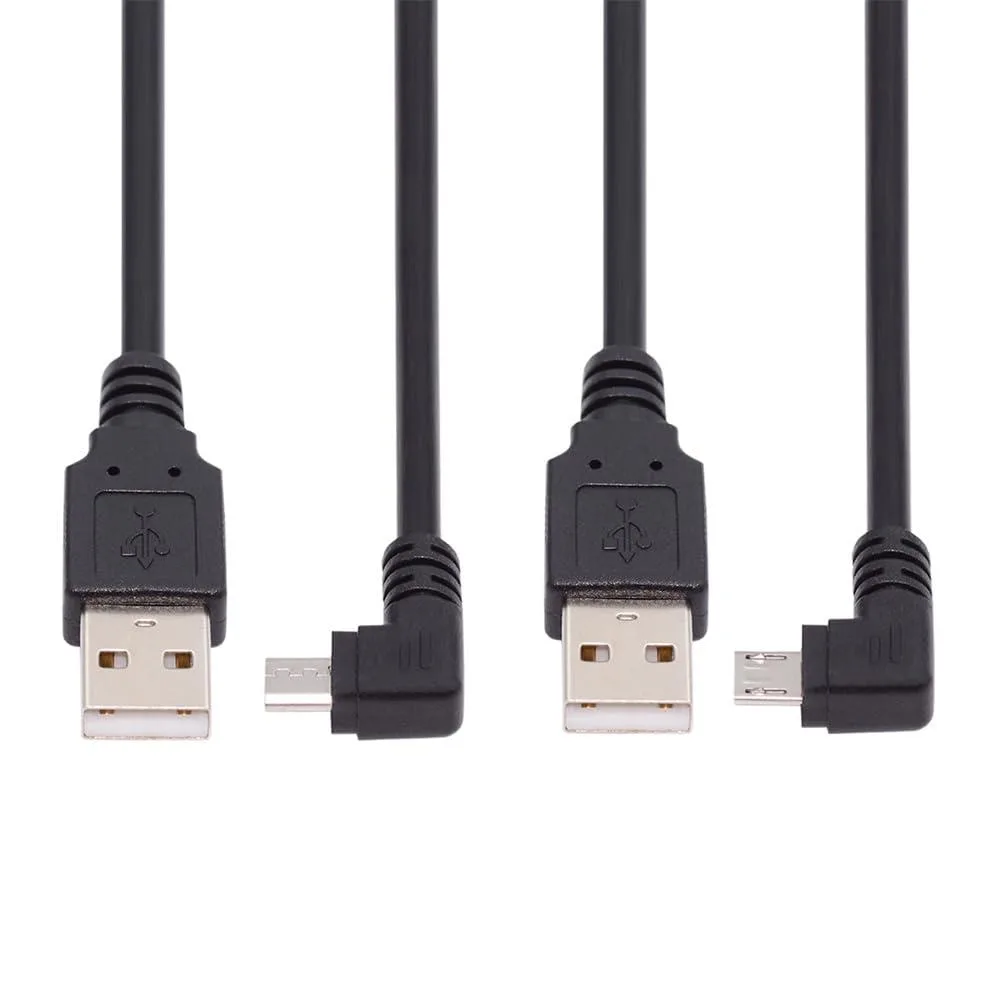 BUCIER BUCIER Left &amp; Right Angled 90° Micro USB 2.0 to USB-A Cable 2 Pack 100cm — product photo