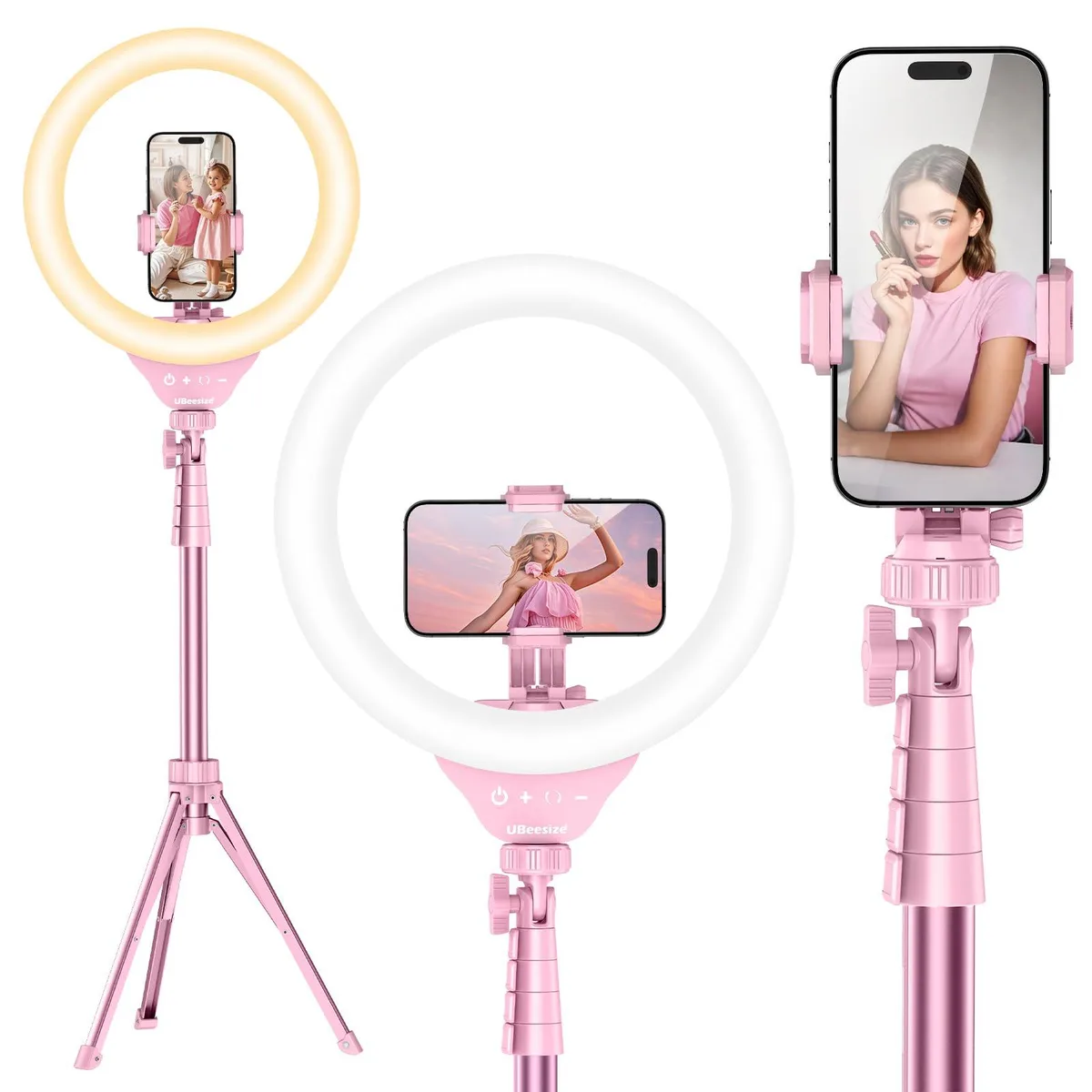  Neewer TBC001 12in LED Ring Light 62in Tripod Pink — product photo