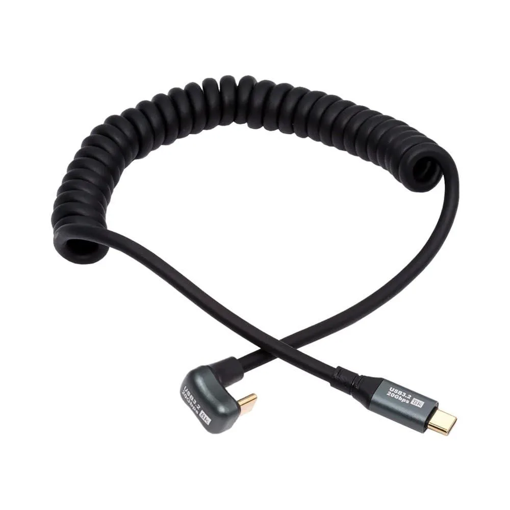 Fervit Fervit USB4 coiled cable 20Gbps 100W 180cm opposite back angled — product photo
