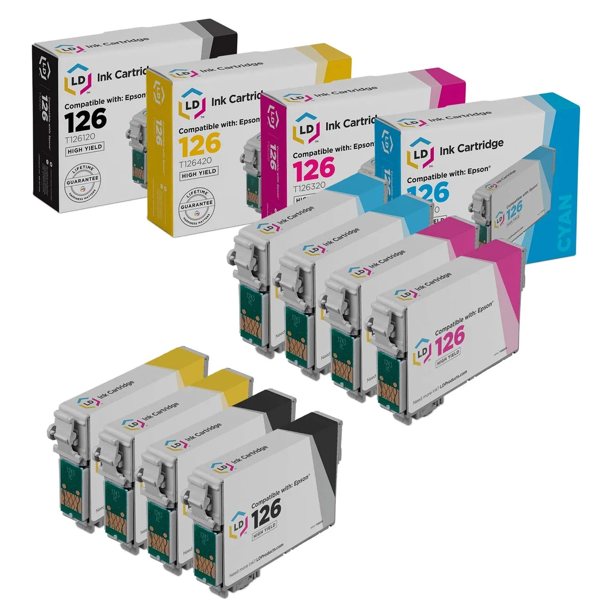LD Products LD Products Epson 126 High Yield Ink Cartridges 8-Pack 2 Black 2 Cyan 2 Magenta 2 Yellow — product photo