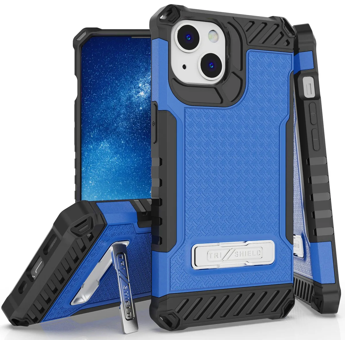 Nakedcellphone Nakedcellphone Tri-Shield Kickstand Case + Lanyard Strap Blue iPhone 13 — product photo