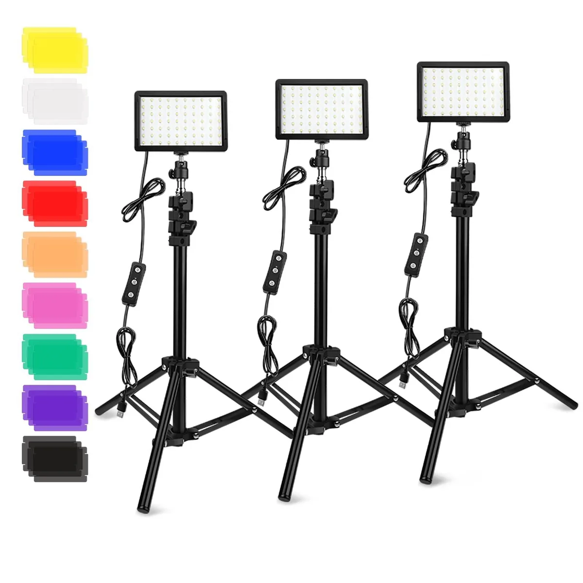 Obeamiu O-xiankong-Lights-F70D-B 3×70 LED Lighting Kit 5600K USB Tripod Filters — product photo