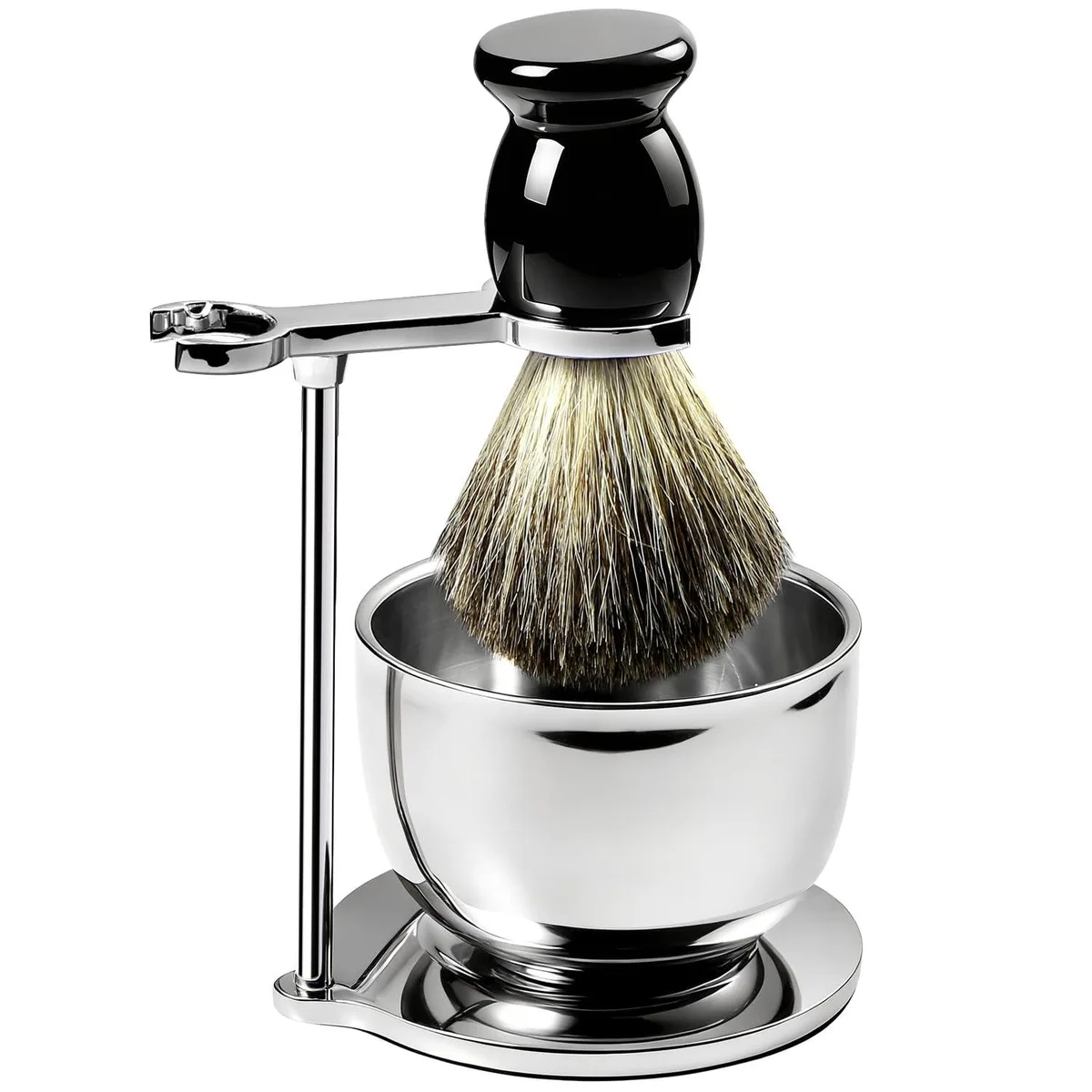 TAURKENAM TAURKENAM 3-in-1 shaving brush kit with stand and bowl — product photo