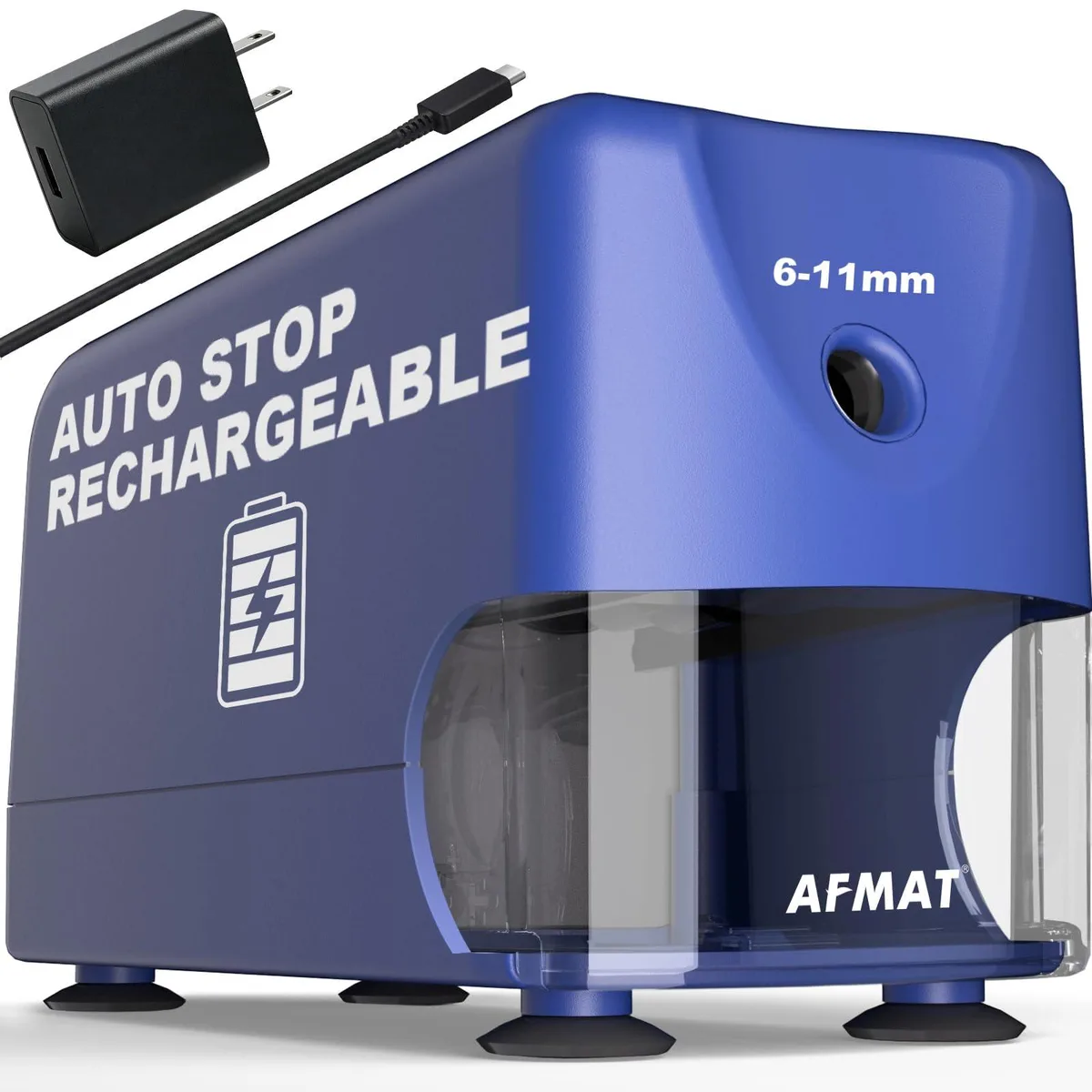 AFMAT PSD3BLB Electric Pencil Sharpener Blue 6-11mm 10000 Uses — product photo