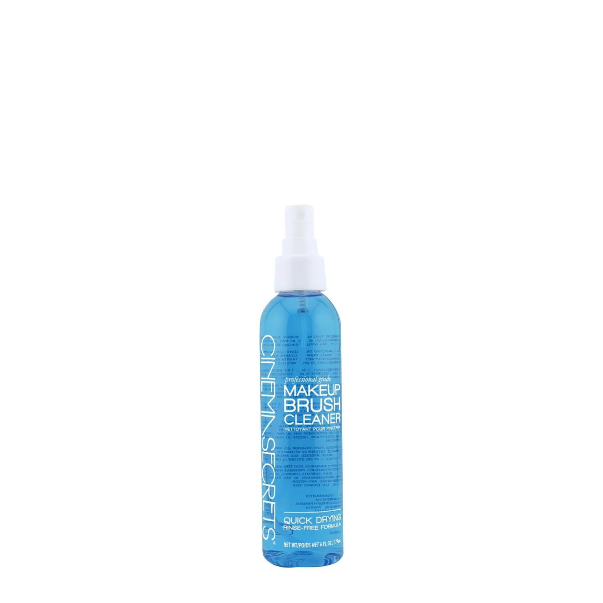 Blue vanilla makeup brush cleaner spray in 6 fl oz bottle