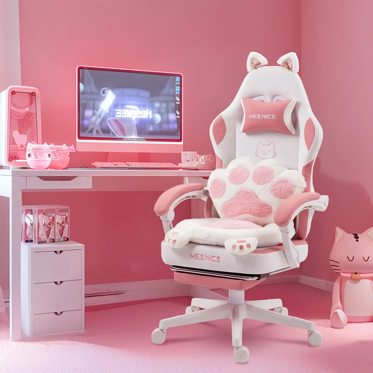 Dowinx Dowinx MN-88D52 gaming chair, cat ears, 145° recline, 300 lb — product photo