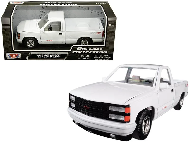 MOTORMAX MOTORMAX 1992 Chevrolet 454 SS Pickup Truck White 1/24 Diecast Vehicle — product photo