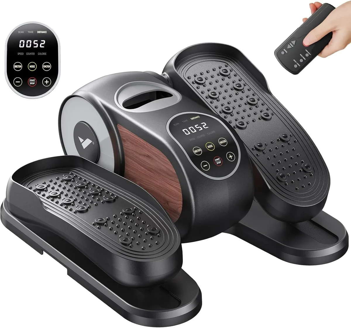 Compact under-desk elliptical with pedals, LED touch screen and remote control
