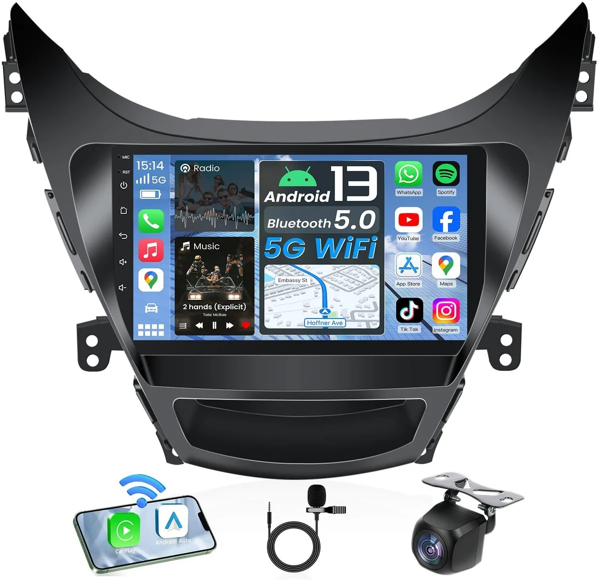 Avantalk Avantalk Android 13 Car Radio Hyundai Elantra 2011-2013 9in 2.5D Touchscreen 1280x800 64G 2 in 1 accessory — product photo