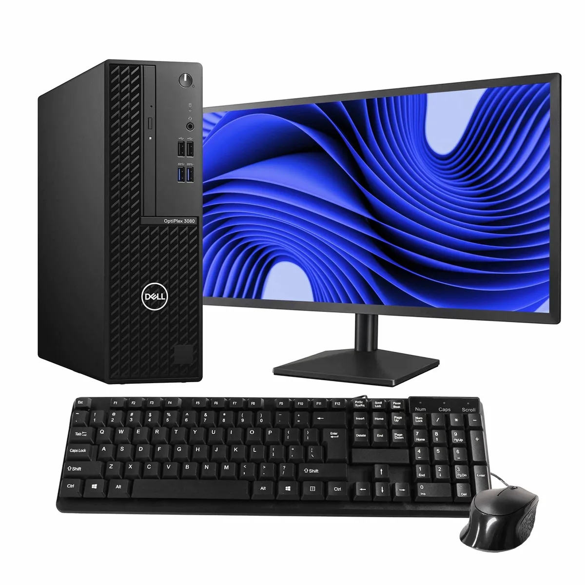 DELL Dell OptiPlex 3080 desktop PC i5-10500 16GB DDR3 1TB SSD 1TB HDD Quadro P620 24" monitor Win 11 Pro — product photo