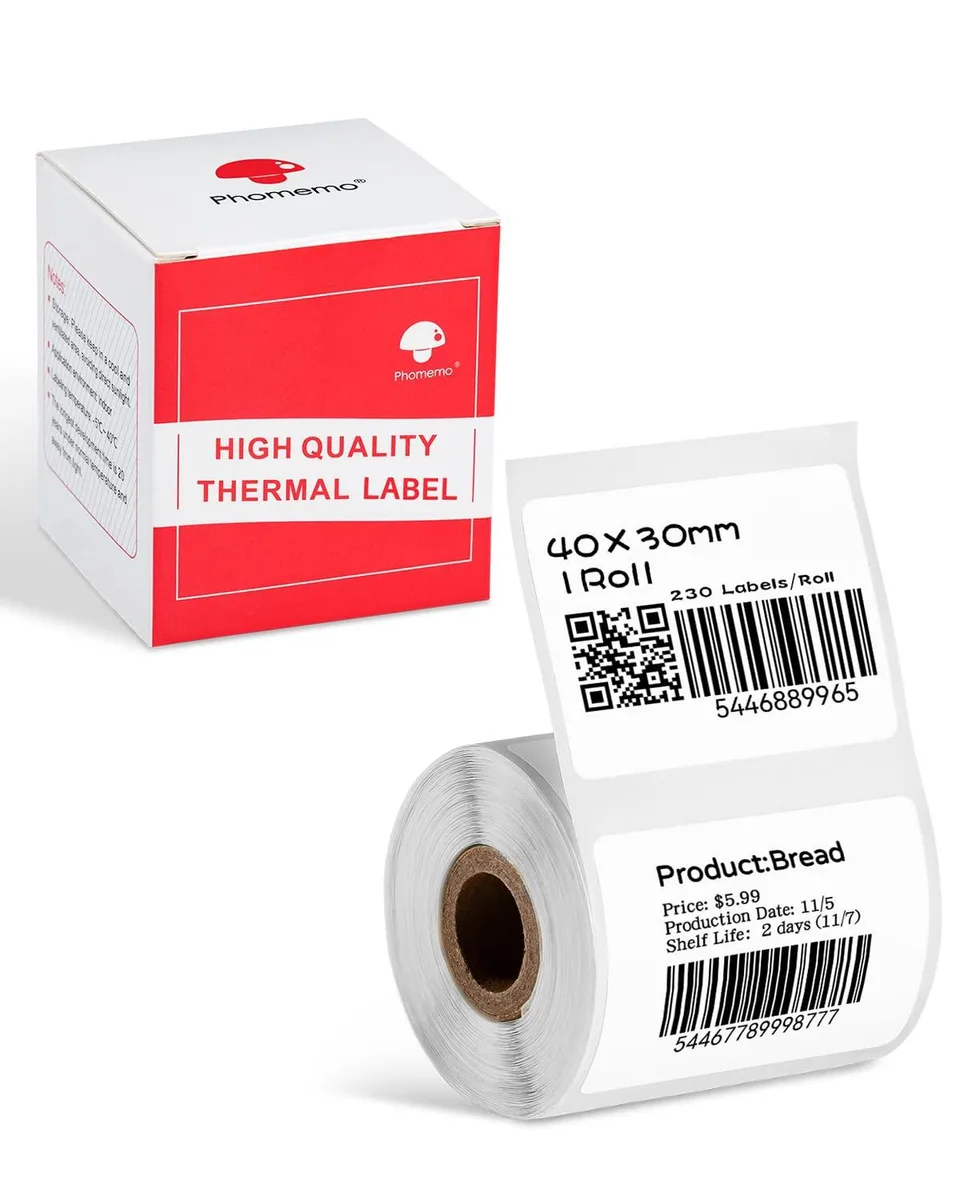  Phomemo Self-Adhesive Labels 40x30mm 230/Roll Black on White — product photo