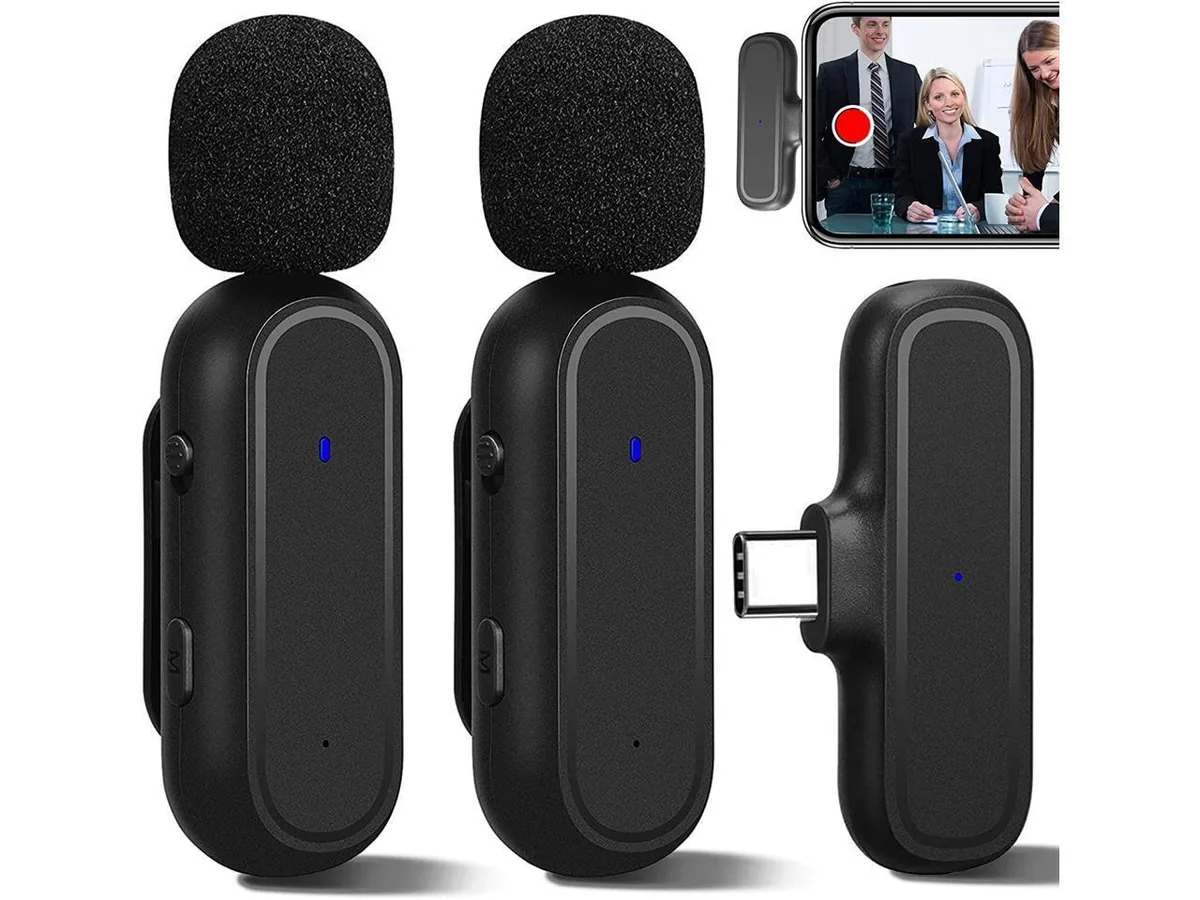 BONAEVER BONAEVER Wireless Lavalier Microphone 2-Pack USB-C 2.4 GHz 65 ft — product photo