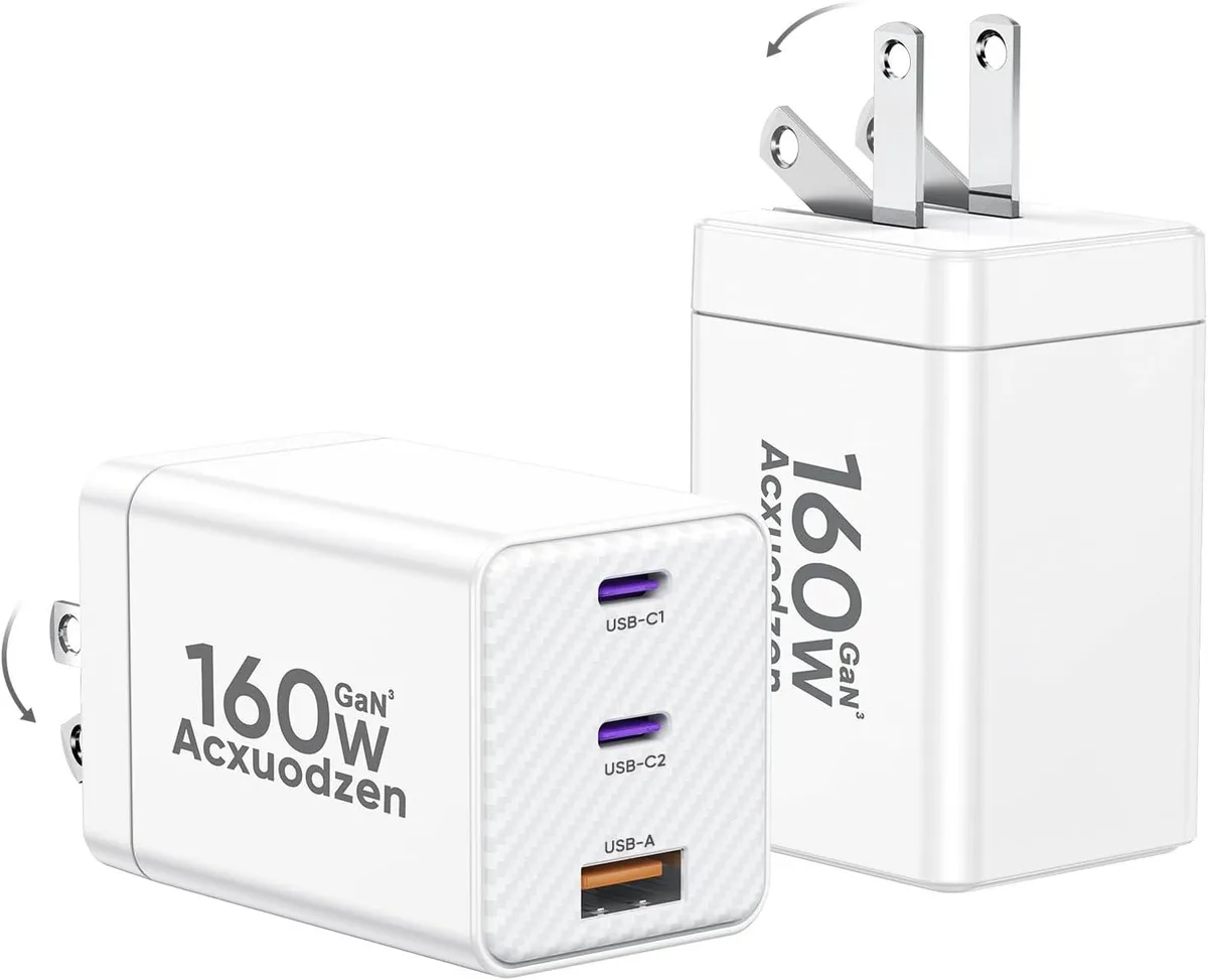 Kenuco Kenuco USB C Charger Block 160W 3-Port GaN Dual 65W White — product photo