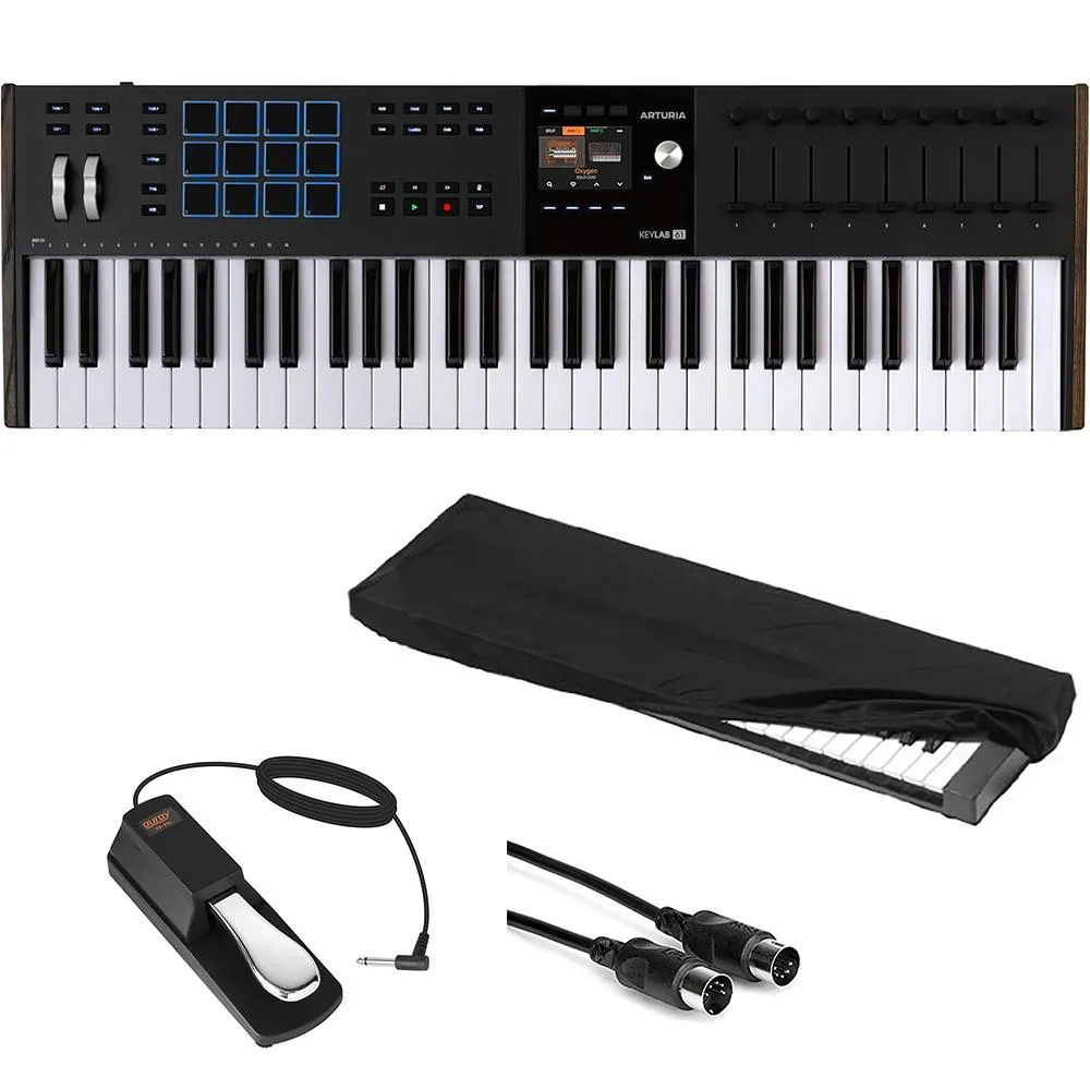 Arturia Arturia KeyLab 61 mk3 MIDI Controller Bundle (Black) with Sustain Pedal, Dust Cover, 10' Cable — product photo