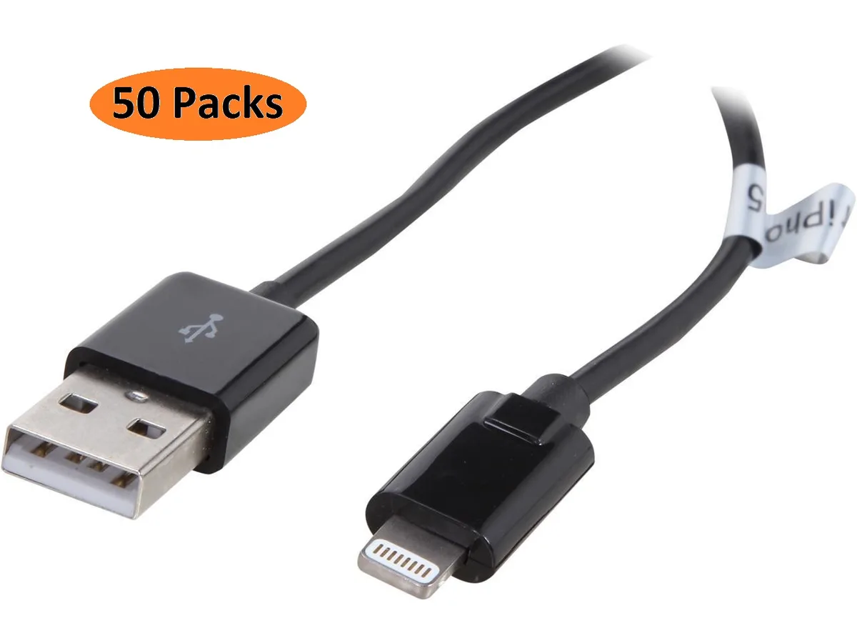 Nippon Labs Nippon Labs USB-LI-3BK-50P lightning cable 3 ft black 50 pack — product photo