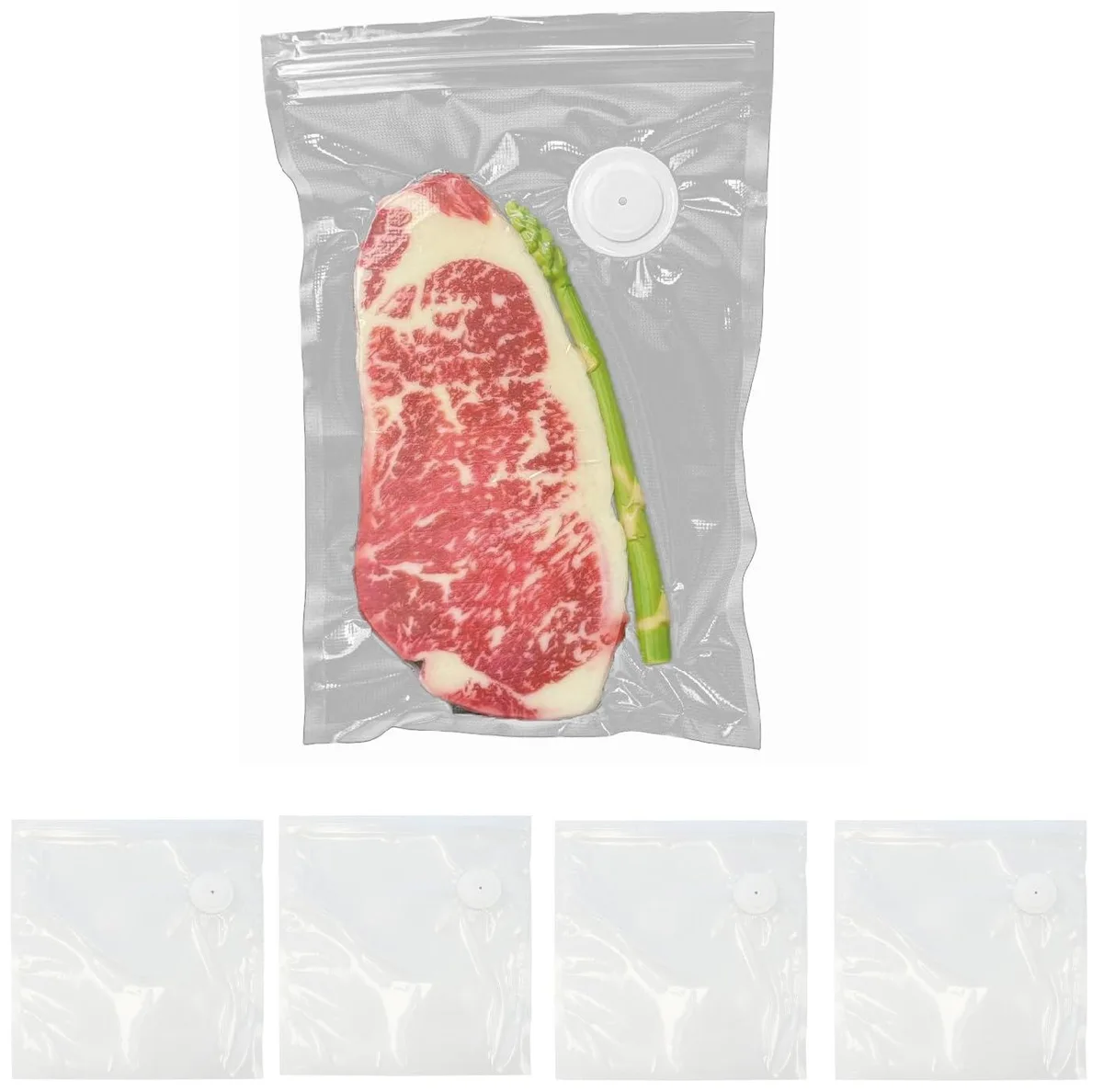 Ten beige medium vacuum-seal bags flat in a pack