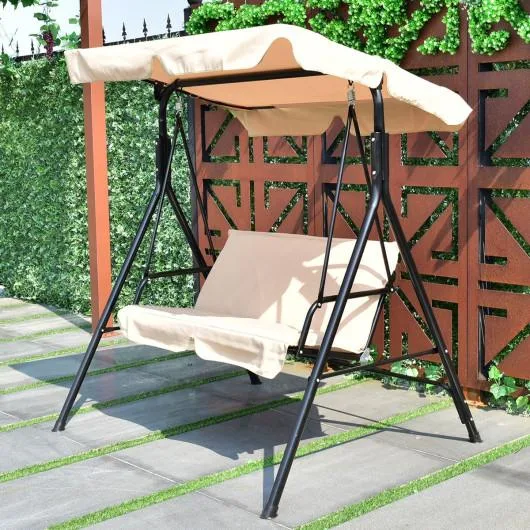 SlickBlue SlickBlue Steel Frame Loveseat Patio Canopy Swing Beige — product photo