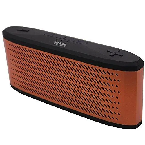 Orange rectangular Bluetooth speaker with rubber finish, 3.5 inch driver