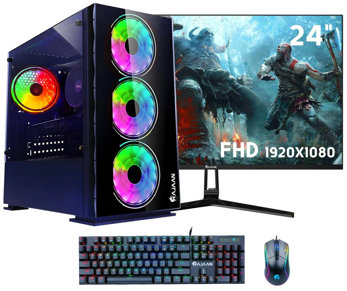 HAJAAN HAJAAN BREEZE Gaming PC Ryzen 5 5600X RTX 4060 32GB 1TB 24" Monitor — product photo
