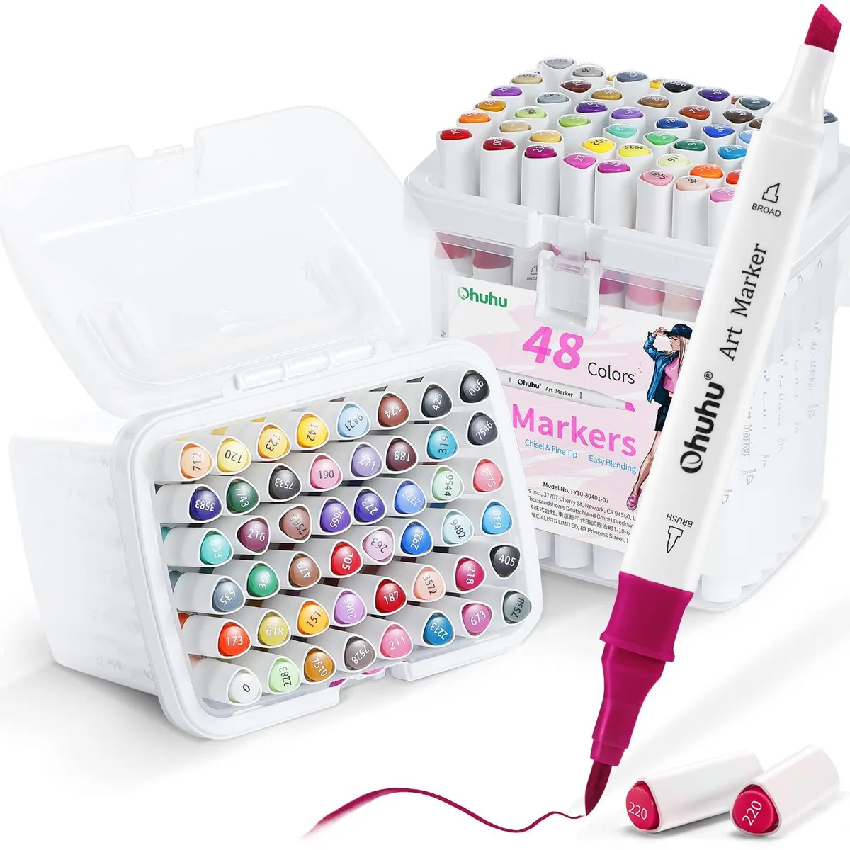  Alcohol Markers Brush Tip 94 Colors 2 Cases 2 Blenders — product photo