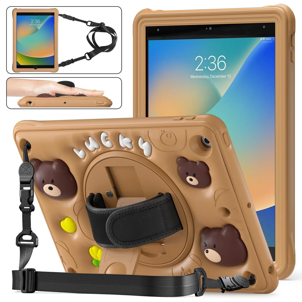 BONAEVER BONAEVER Kids Case iPad 9th 8th 7th Gen 10.2 inch Brown — product photo
