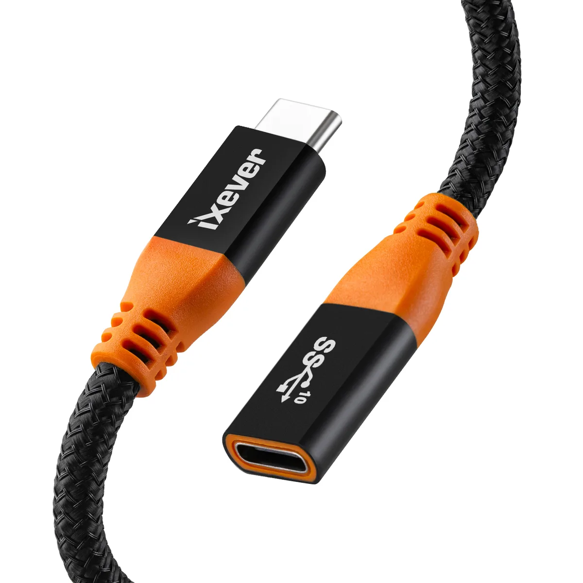 iXever iXever USB-C Extension Cable 1 ft 10 Gbps 100 W PD 4K Video Gen 2 Male to Female Black — product photo