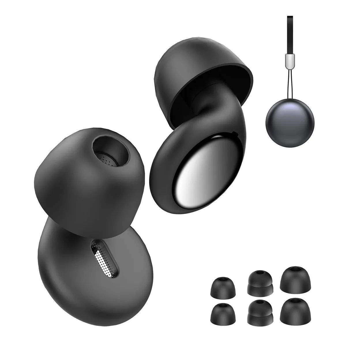  VKROBAG Earplugs 35 dB Silicone Black 4 Tips Case — product photo