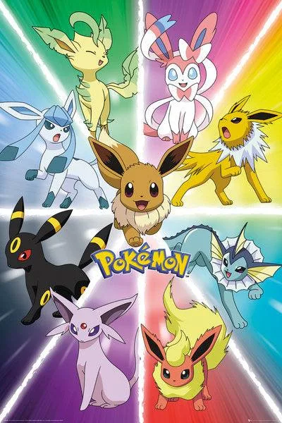 Pokemon Eevee Evolution poster print 24 by 36 inches on heavy paper