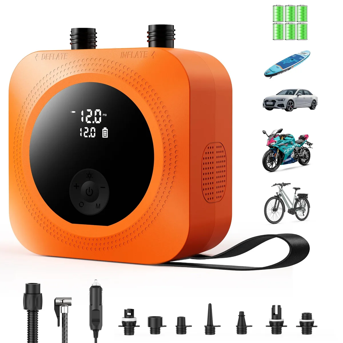 DNBeffulgent DNBeffulgent AEOLUS-01O1 15600mAh 50 PSI Electric Pump Orange — product photo