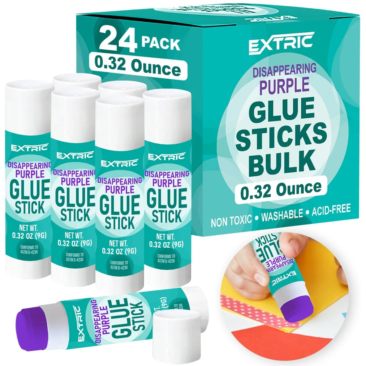  EXTRIC Disappearing Purple Glue Sticks 24 x 0.32 oz — product photo