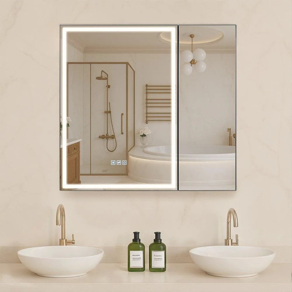 VEVOR VEVOR Lighted Medicine Cabinet 30 x 28 in Recessed Wall Mount 3 Color Dimmable LED Defog — product photo