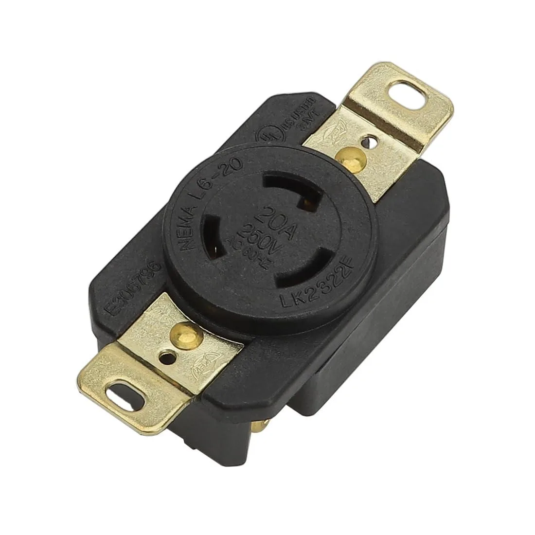 LORDWORLD LORDWORLD L6-20R 20A 250V 2-Pole 3-Wire Locking Receptacle LK-2322F — product photo