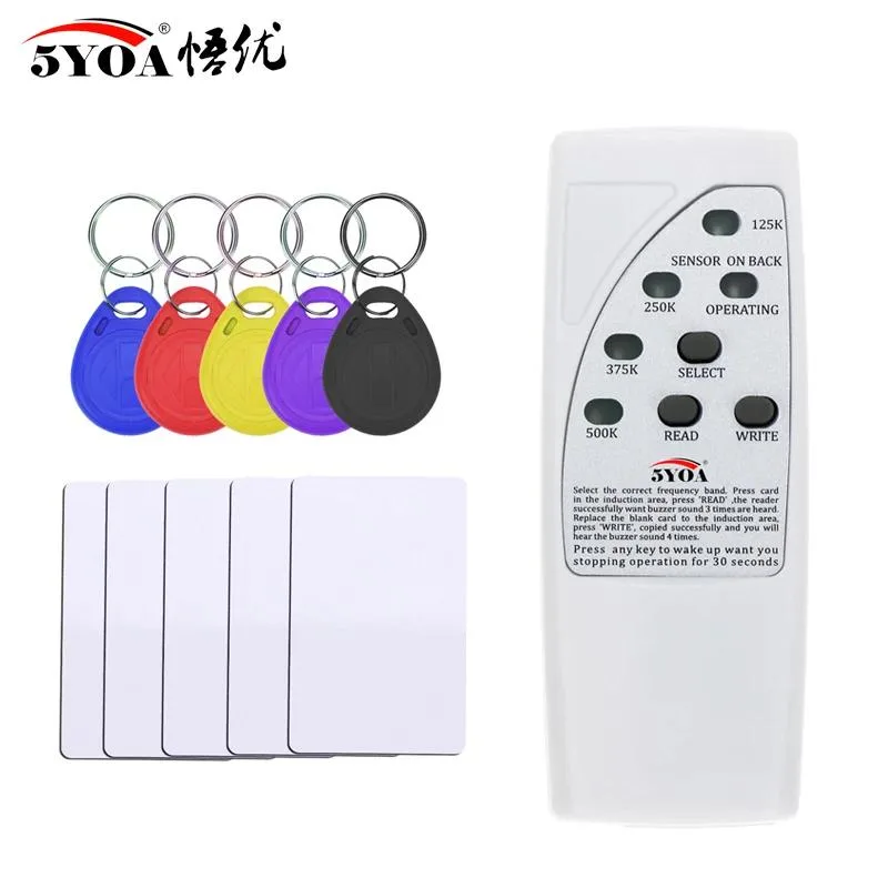 Handheld RFID copier with three buttons and light indicator