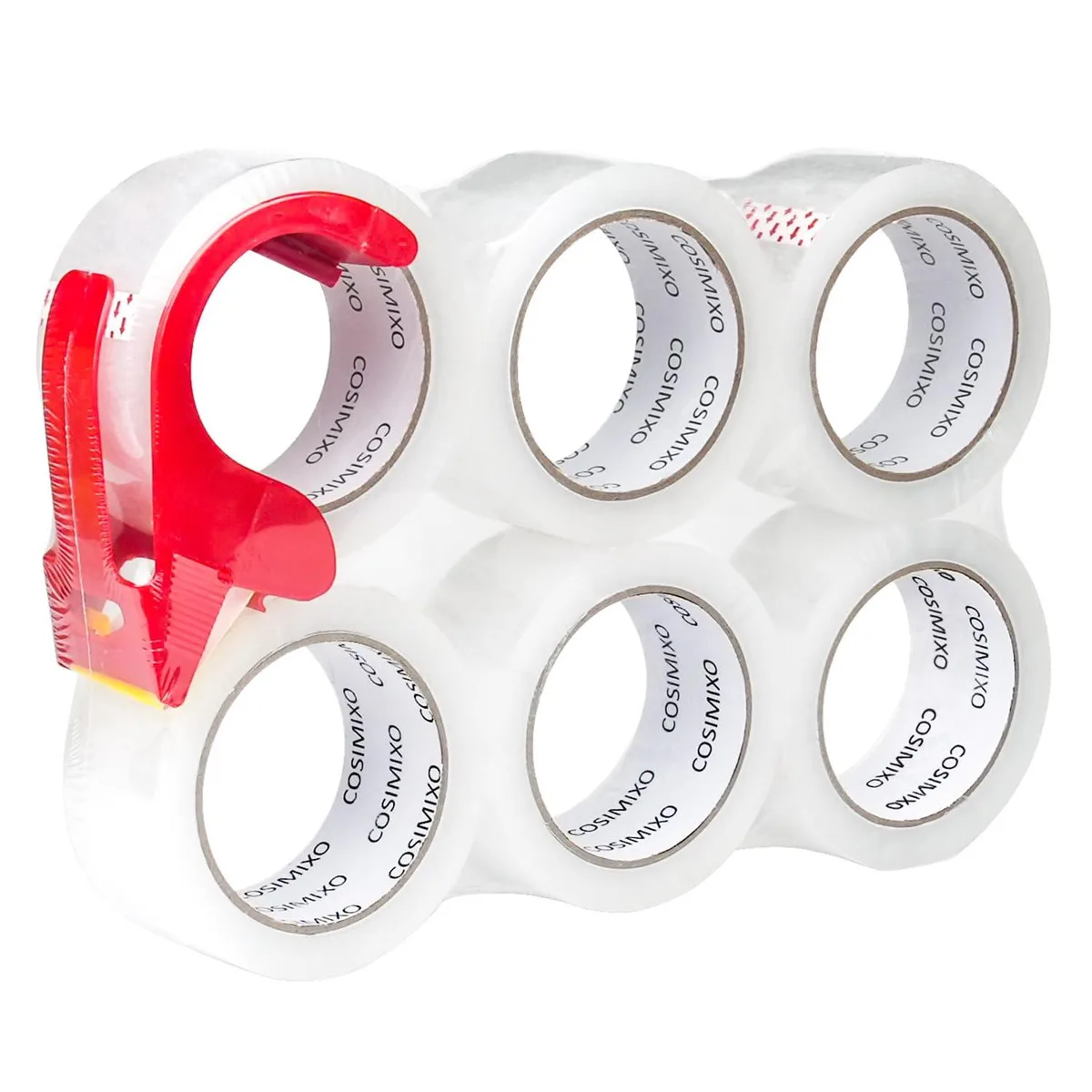 COSIMXIO Clear Packing Tape 2.5Mil 1.88" 55Yds 6 Rolls with Dispenser — product photo