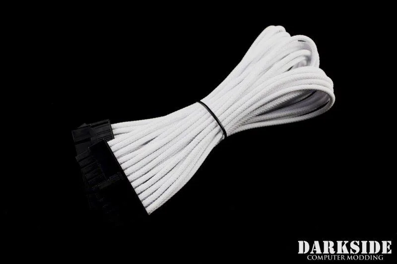 Darkside Computer Modding Darkside Computer Modding 24-Pin ATX 12" 30cm HSL Single Braid Extension Cable White — product photo