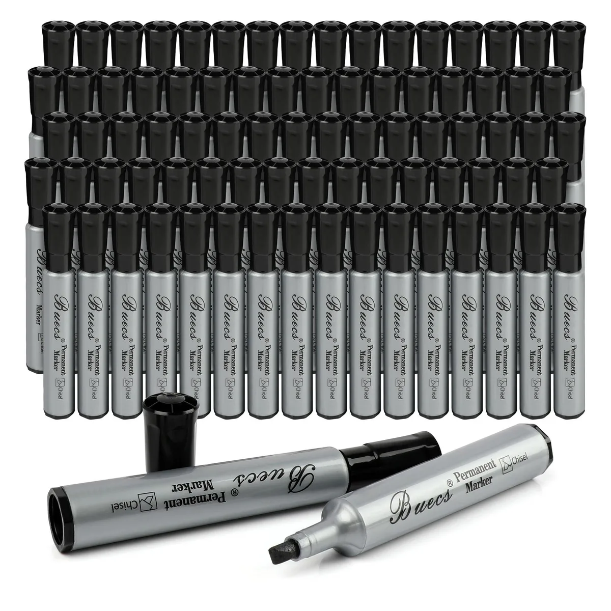 Box of 80 black chisel-tip permanent markers