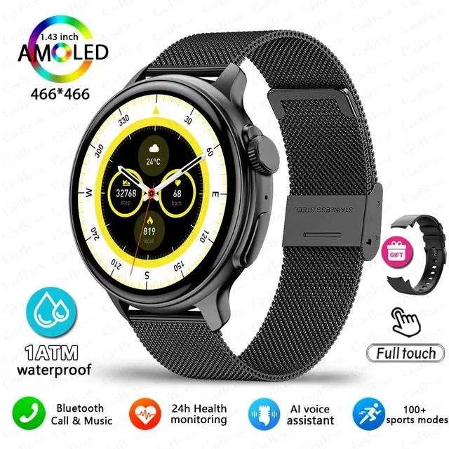 allentian allentian GPS Smartwatch 1.43 Inch AMOLED 466*466 Blackmeshbelt — product photo