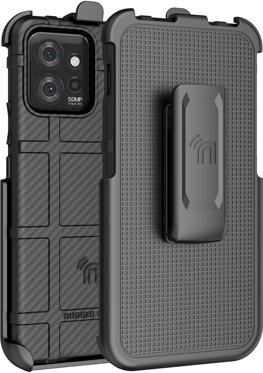 Nakedcellphone Nakedcellphone Special Ops Rugged Shield Case &amp; Belt Clip for Motorola ThinkPhone 2023 - Black Carbon Fiber — product photo
