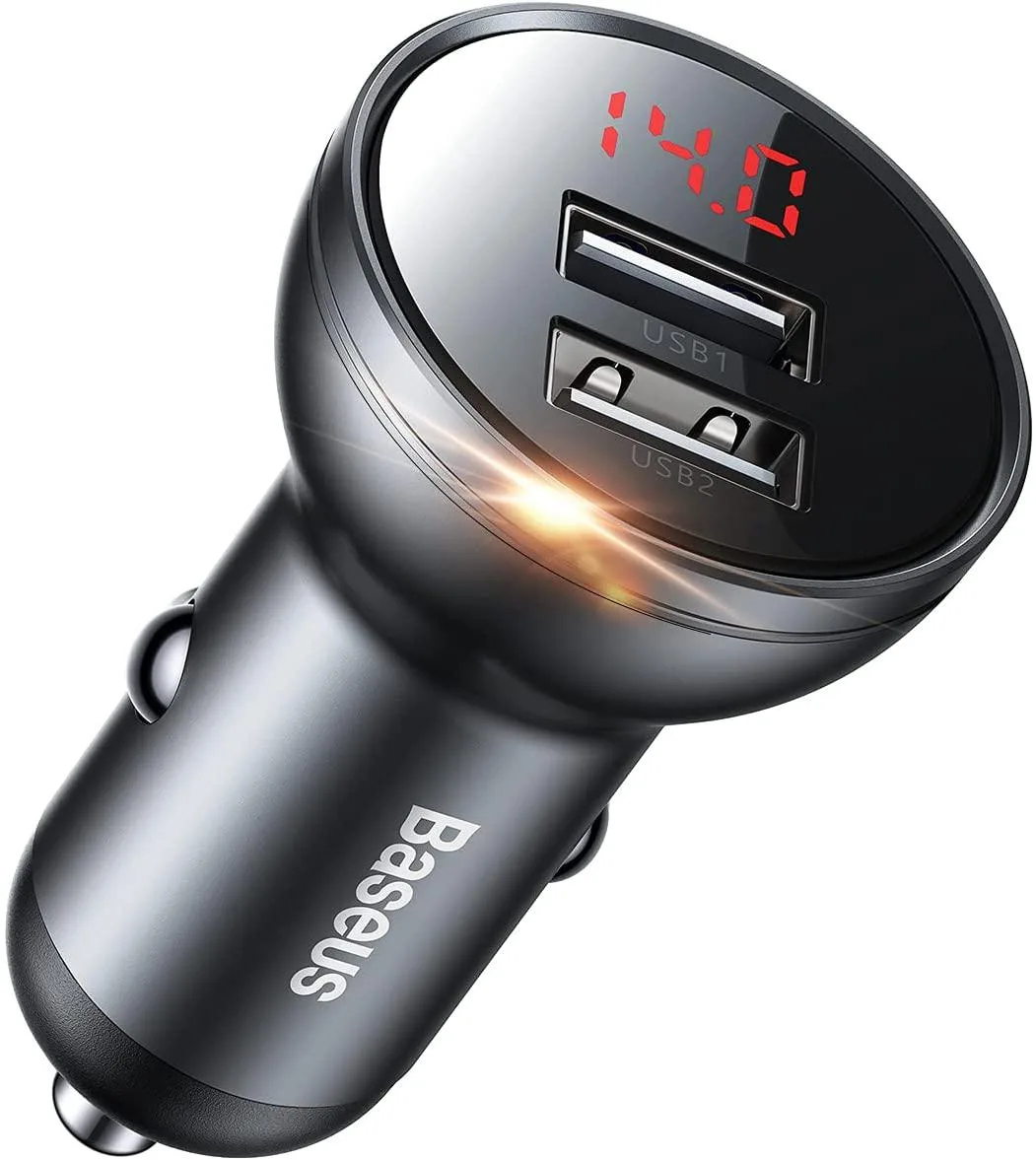 BASEUS BASEUS 24W Dual USB Car Charger with Digital Display — product photo