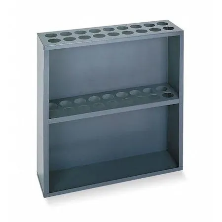 Steel threaded rod rack with gray finish, 24 inches wide and high