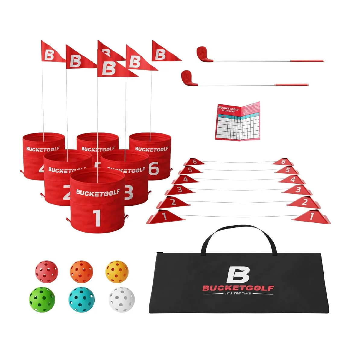  Worry Free Gadgets BucketGolf 6 Hole Bundle Black (2 RH Clubs) — product photo