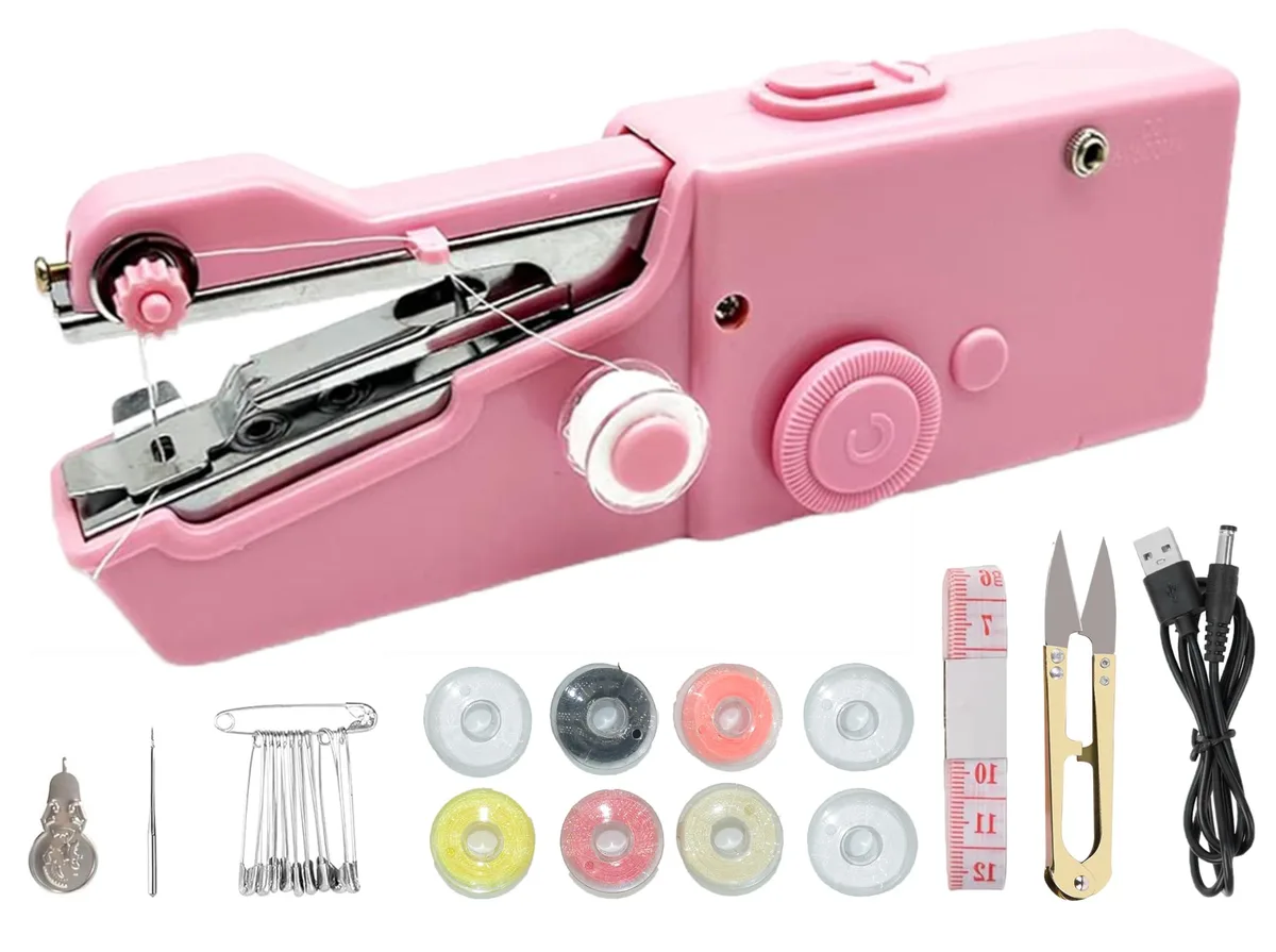  BIDDFA Handheld Sewing Machine Pink 8.78 in x 2.2 in x 5.51 in — product photo